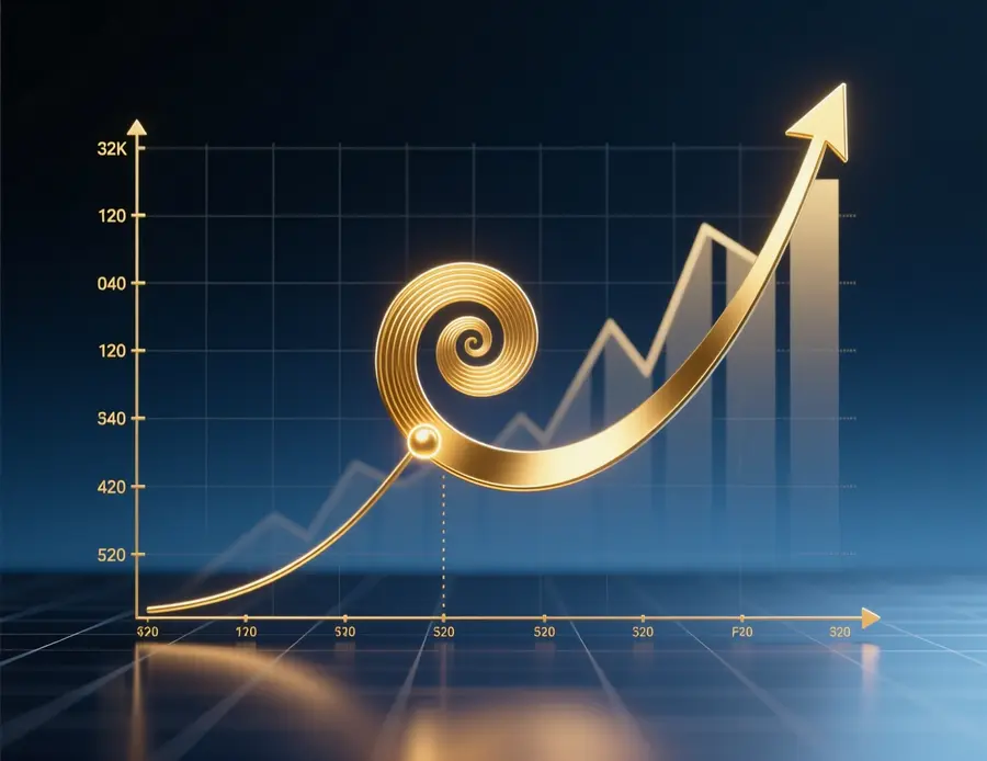 Visualización abstracta del criterio de Kelly con gráfico de tamaño óptimo de apuesta