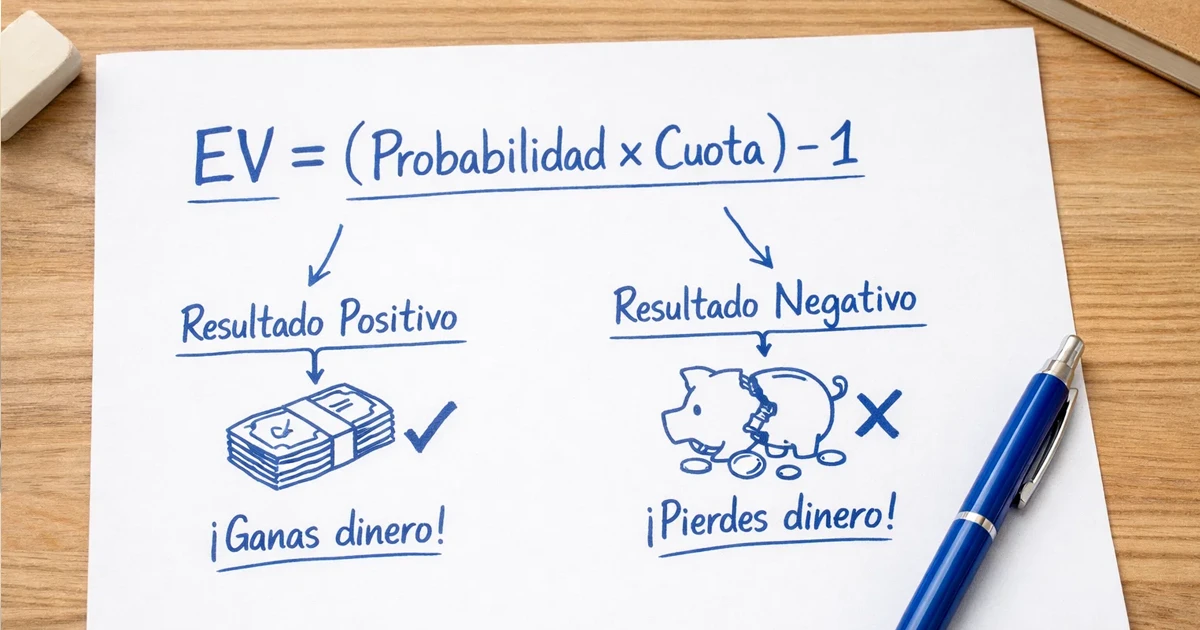 Diagrama explicativo de la fórmula del valor esperado dibujado a mano en papel