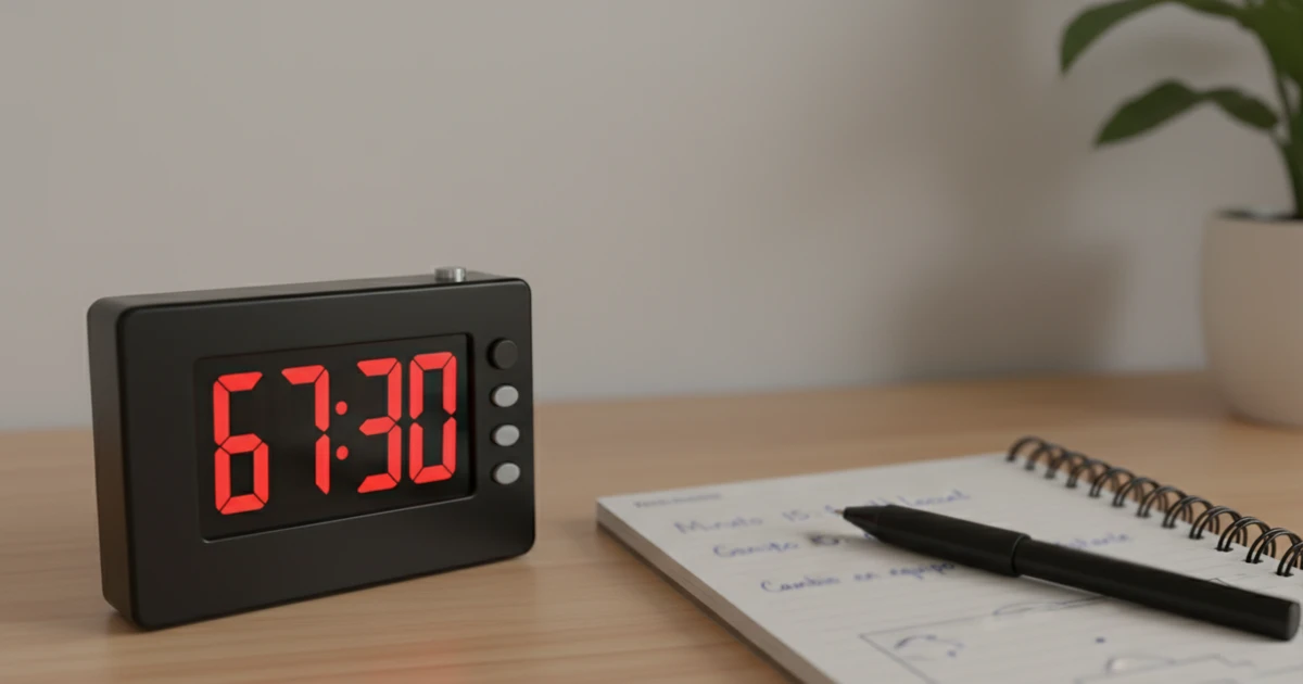 Cron&oacute;metro deportivo mostrando tiempo de partido junto a un cuaderno de notas