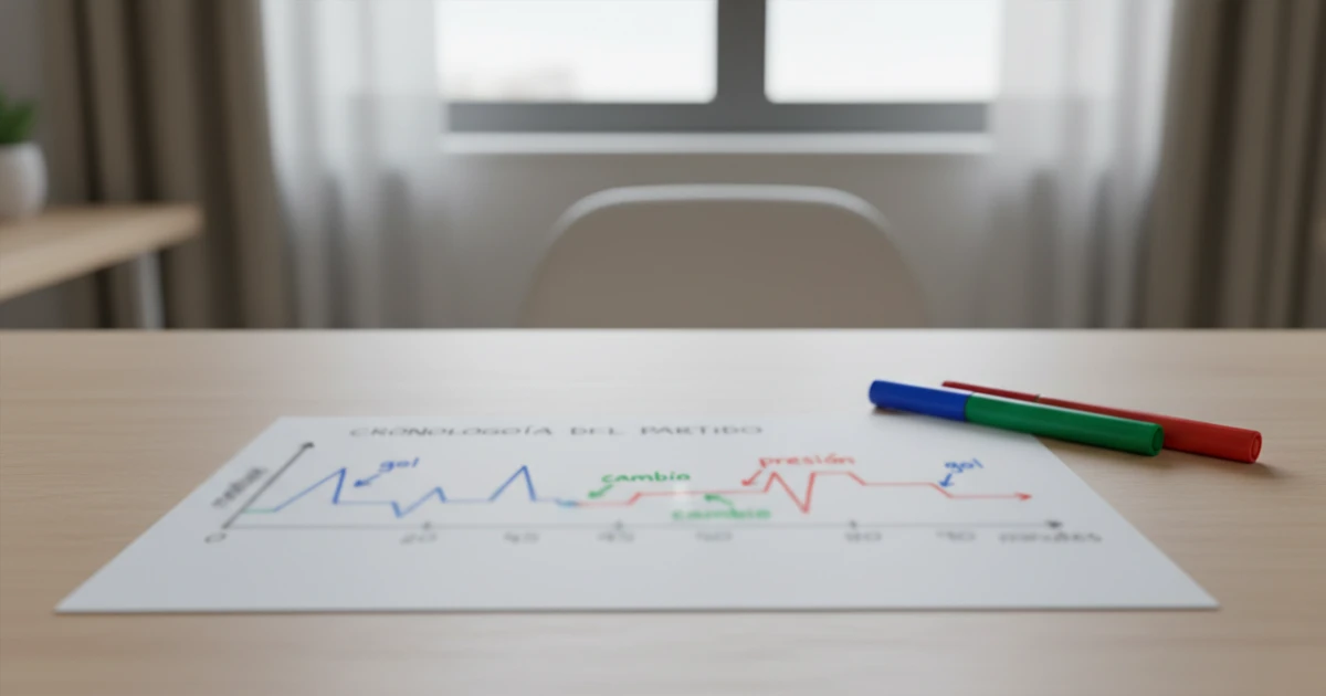 Gráfico de línea temporal mostrando momentos clave durante un partido
