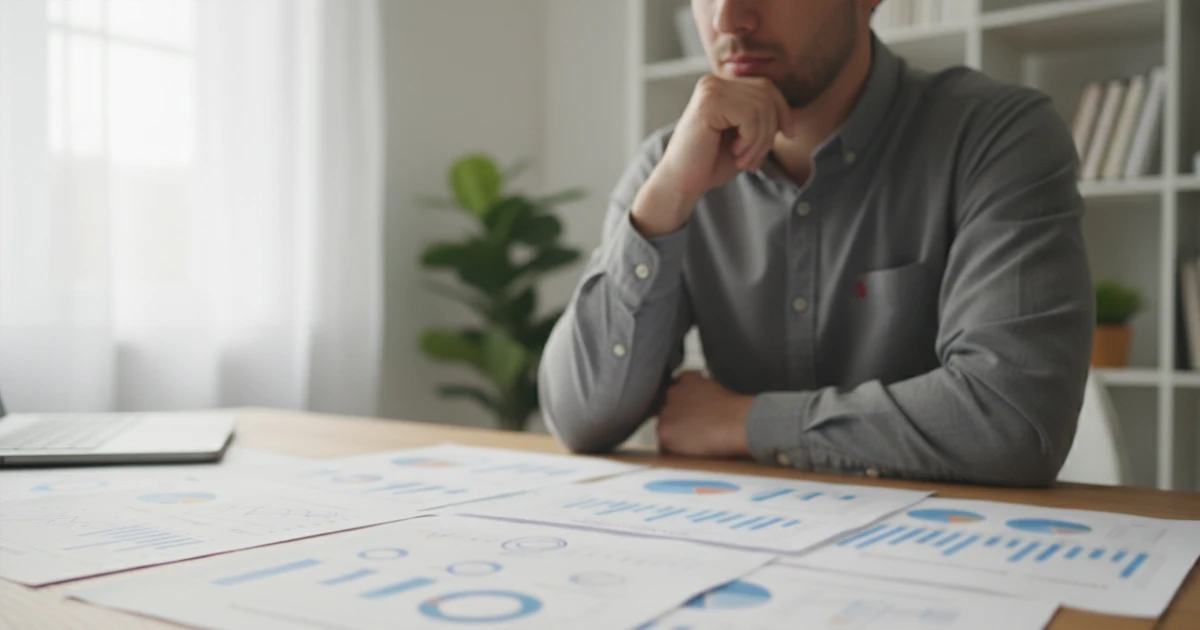Persona pensativa evaluando opciones con documentos sobre la mesa