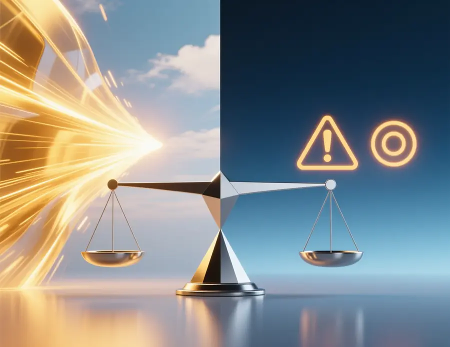 Concepto visual de balance entre ventajas y desventajas en apuestas en vivo con contraste de colores dorado y azul